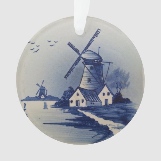  Blauw Wit Delft Windmolen Ornament (voorkant)