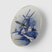 Blauw Wit Delft Windmolen Ronde Klok (Hoek)