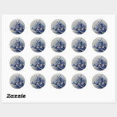 Blauw Wit Delft Windmolen Ronde Sticker (Vel)