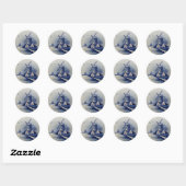 Blauw Wit Delft Windmolen Ronde Sticker (Vel)