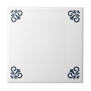 Blauw Wit Delfts Eenvoudige Bloemhoek Ornament Tegeltje