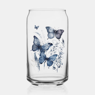 Blauw-wit Delfts kunstvlinders met bloemen Blikvorm Glas