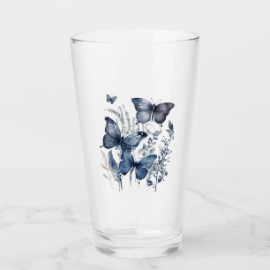 Blauw-wit Delfts kunstvlinders met bloemen Glas