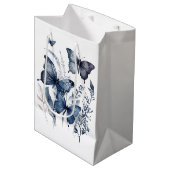 Blauw-wit Delfts kunstvlinders met bloemen Medium Cadeauzakje (Voorkant Gekanteld)