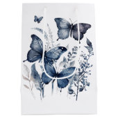 Blauw-wit Delfts kunstvlinders met bloemen Medium Cadeauzakje (Achterkant)