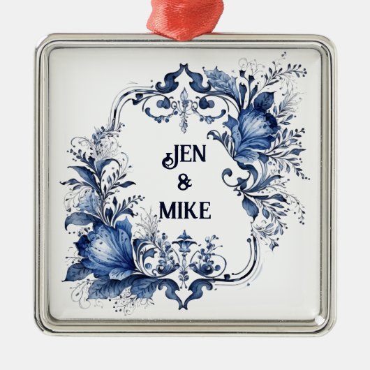 Blauw-wit Delfts ornament met bloemen (Voorkant)