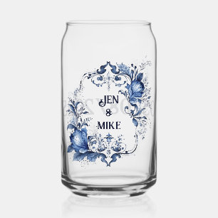 Blauw-wit Delfts ornament met bloemen Blikvorm Glas
