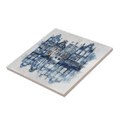 Blauw-wit Delfts stijl traditionele huizen Tegeltje (Zijkant)