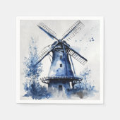 Blauw-wit Delfts stijllandschap met windmolen Servet (Voorkant)
