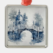 Blauw-wit Delfts stijllandschap Metalen Ornament (Voorkant)