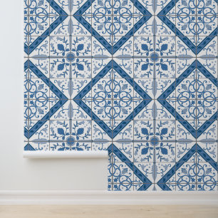 Blauw & Wit Delfts Tegel Patroon Behang