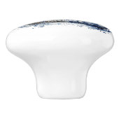 Blauw-wit Delftse stijl boot met dorpscène Keramische Knop (Zijkant)