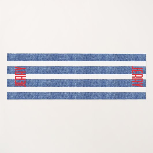 Blauw wit denim gestreept patroon yogamat (Voorkant (horizontaal))