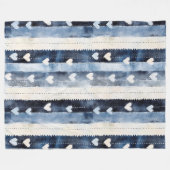 Blauw Wit Denim Heart Stripes Fleece Deken (Voorkant (Horizontaal))