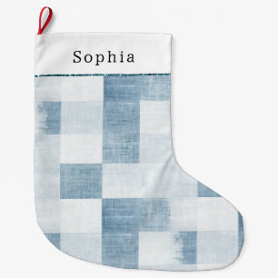 Blauw Wit Denim Jean Christmas Grote Kerstsok