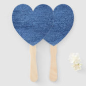Blauw wit denim textuur Kijk Afbeelding Handwaaier (Voorkant en achterkant)