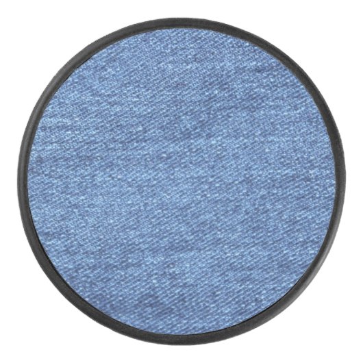 Blauw wit denim textuur Kijk Afbeelding Hockey Puck (Voorkant)