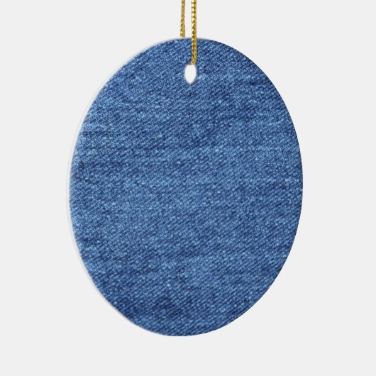 Blauw wit denim textuur Kijk Afbeelding Keramisch Ornament (Rechts)