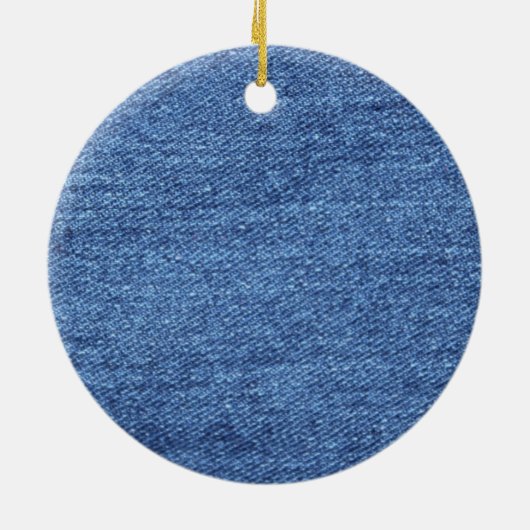 Blauw wit denim textuur Kijk Afbeelding Keramisch Ornament (Achterkant)