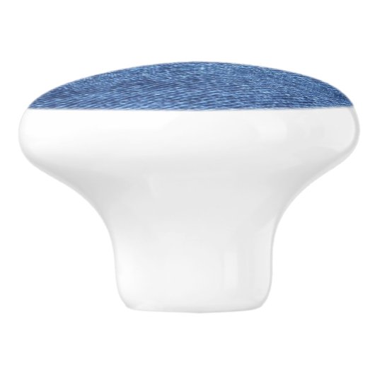 Blauw wit denim textuur Kijk Afbeelding Keramische Knop (Zijkant)