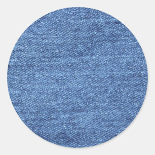 Blauw wit denim textuur Kijk Afbeelding Ronde Sticker