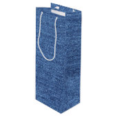 Blauw wit denim textuur Kijk Afbeelding Wijn Cadeautas (Voorkant Gekanteld)