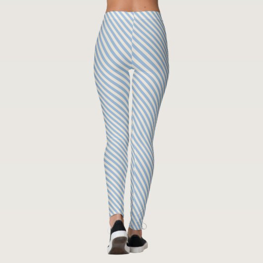 Blauw wit diagonaal strepenpatroon leggings (Achterkant)