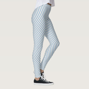 Blauw wit diagonaal strepenpatroon leggings
