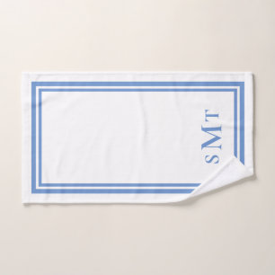 Blauw-wit drieletterige monogram bad handdoek