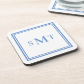 Blauw-wit drieletterige monogram bier onderzetter (Linkerzijde)