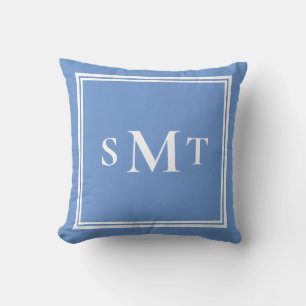 Blauw-wit drieletterige monogram kussen