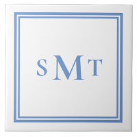 Blauw-wit drieletterige monogram