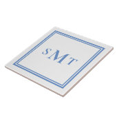 Blauw-wit drieletterige monogram tegeltje (Zijkant)