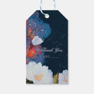 Blauw & Wit Elegant Modern Chic Bloemige Favor Cadeaulabel