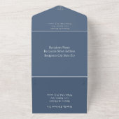 Blauw Wit Elegant Script Photo Flowers Afstuderen All In One Uitnodiging (Buitenkant)