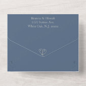 Blauw Wit Elegant Script Photo Flowers Afstuderen All In One Uitnodiging (Achterkant)