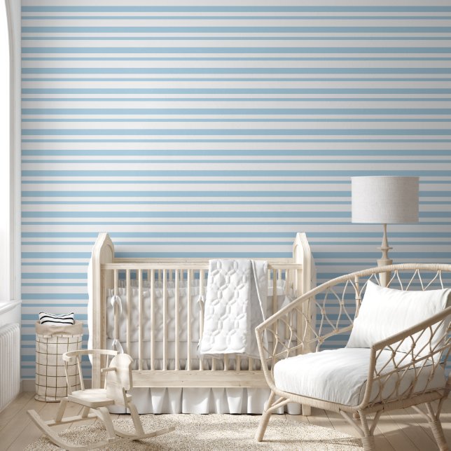 Blauw Wit Elegant Stripes Behang (Kinderen)