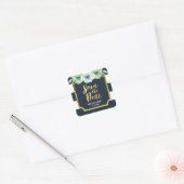 Blauw wit en bruin goud opslaan Datum Vierkante Sticker (Envelop)