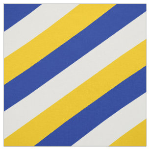 Blauw, wit en geel gestreepte patroon stof
