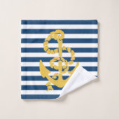 Blauw wit en geel zeilend anker strand thema bad handdoek (Wasdoekje)