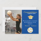 Blauw wit en gouden volleybalafstuderen aankondiging (Voorkant)