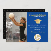 Blauw wit en gouden volleybalafstuderen aankondiging (Voorkant / Achterkant)