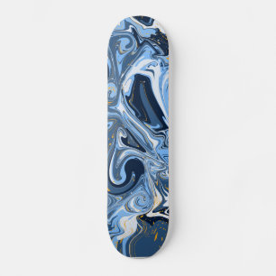 Blauw, wit en goudvocht Kunstmatige kleuren Skateboard