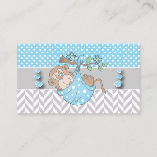 Blauw, Wit en Grijs Monkey Boek Aanvraag Informatiekaartje (Voorkant)