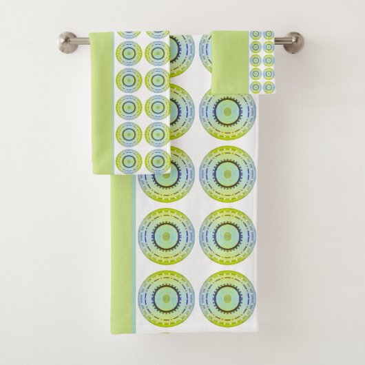 Blauw wit en kalkgroen bad handdoek (Insitu)
