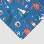 Blauw, wit en Oranje, authentiek patroon Tissuepapier (Detail)