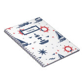 Blauw, wit en rood nautisch ontwerp notitieboek (Rechterzijde)