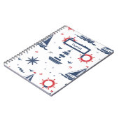 Blauw, wit en rood nautisch ontwerp notitieboek (Linkerzijde)