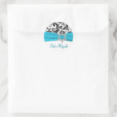 Blauw, wit en zwart Damask Bat Mitzvah Sticker (Tas)
