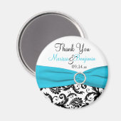 Blauw, Wit, en Zwart Damask Bruiloft Favor Magnet Magneet (Voorkant / Achterkant)
